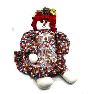 Vintage ca 10”980s Snow Woman Holiday Decor Cabbage kid doll Gifts Christmas
